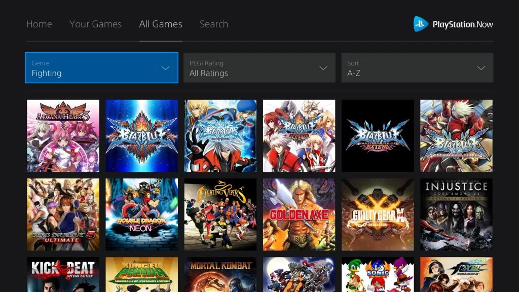 The first list of games is presented for PS.
