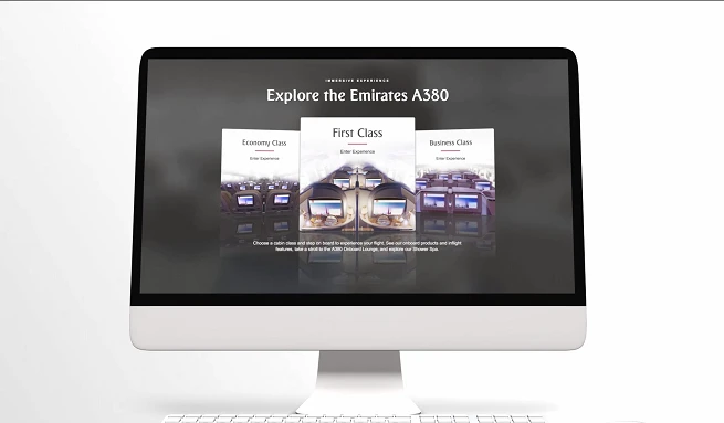 Emirates VR technology on the website