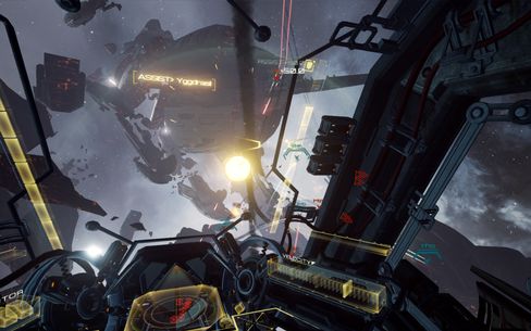 Scene from "Eve: Valkyrie": Potential for a queasy feeling in the stomach