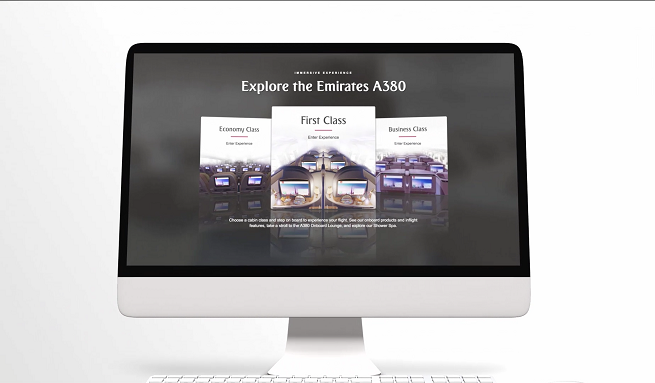 Emirates VR technology on the website