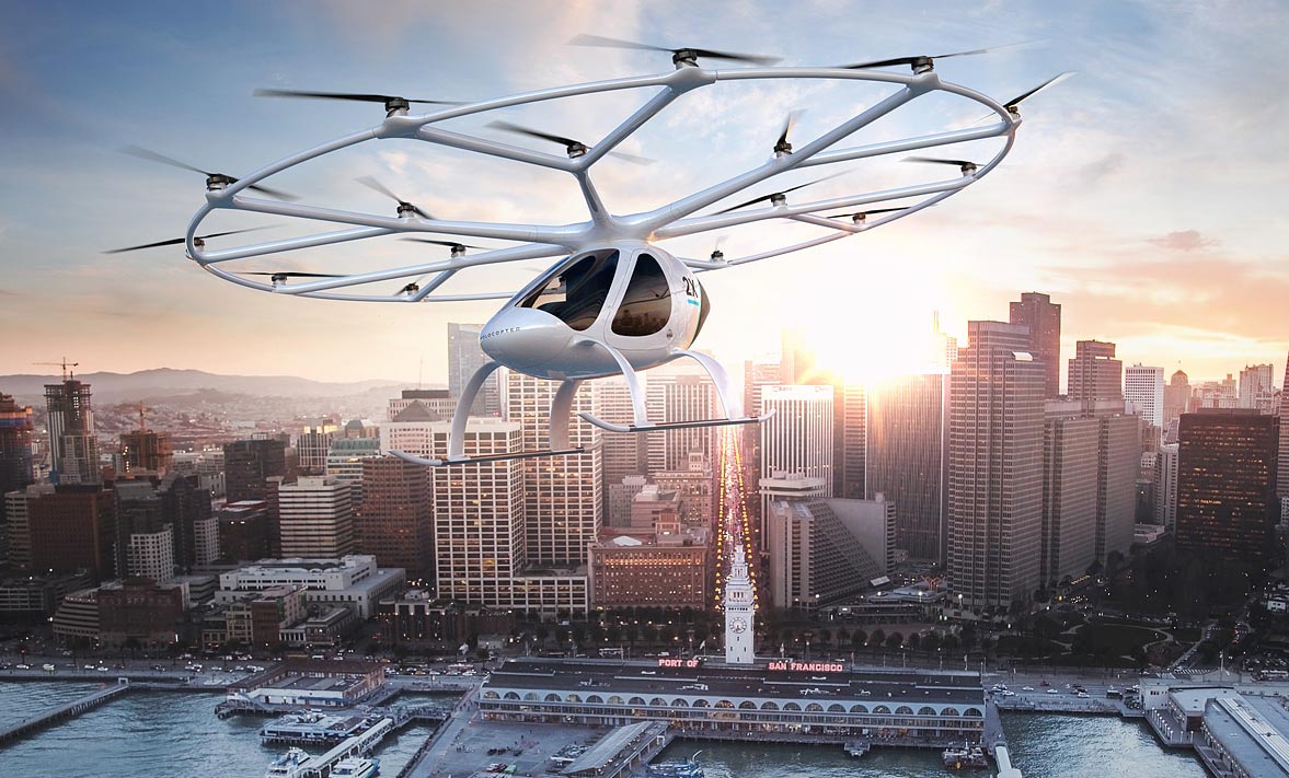 Der Volocopter der gleichnamigen Firma arbeitet nach dem Hubschrauber-Prinzip. Bild: Volocopter