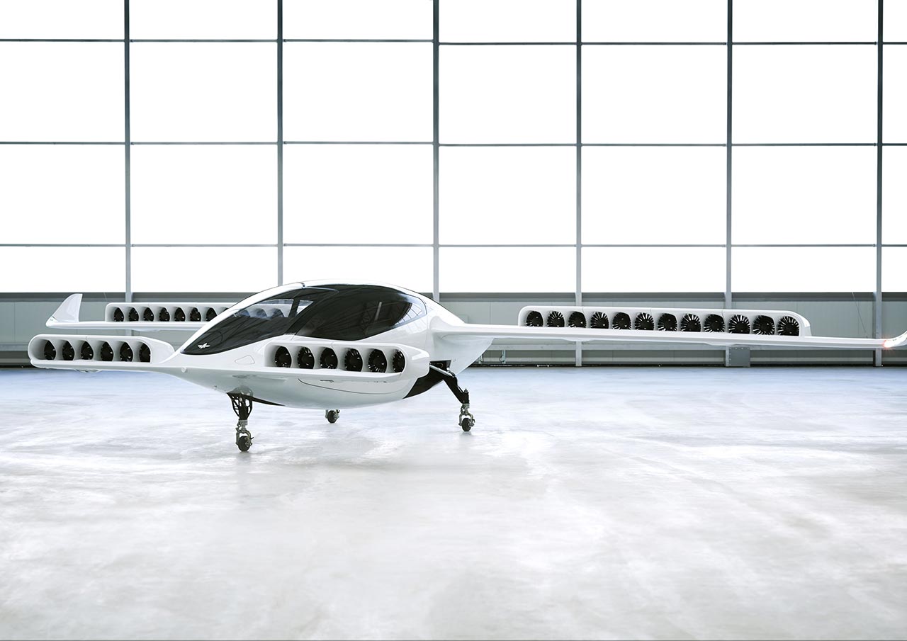 Das geplante Lufttaxi "Lilium Jet" wird von 36 unabhängigen Elektromotoren angetrieben. Bild: Lilium 