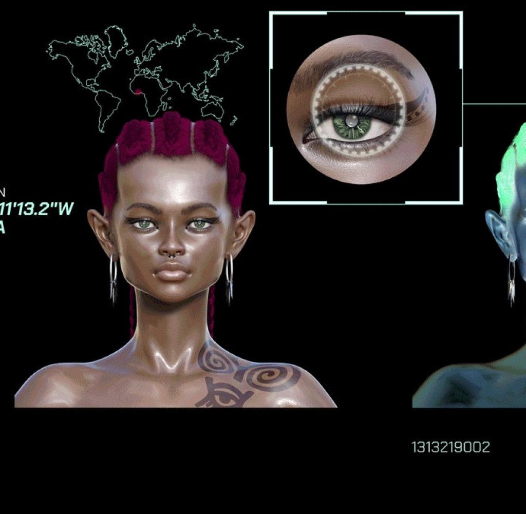 Each model was created by an artist who uses the avatar to represent his personal history and origin