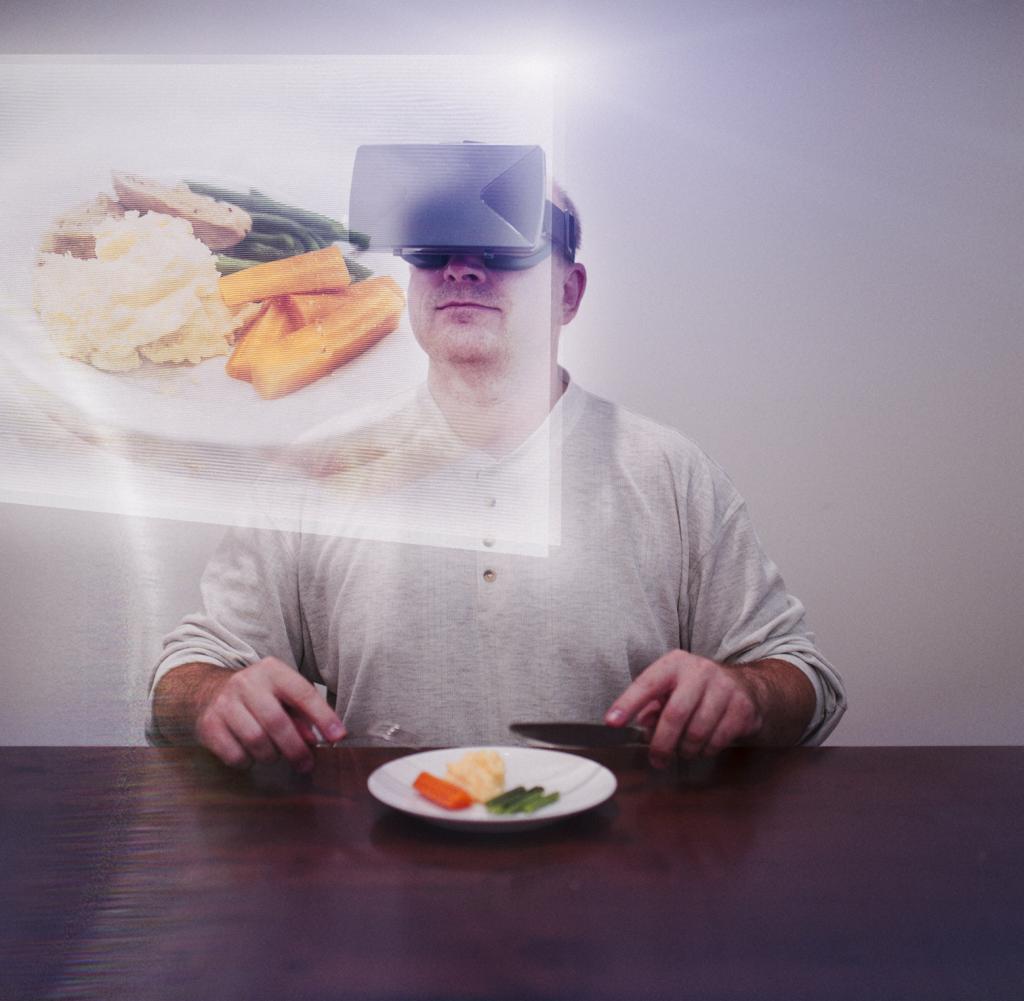 Virtual food: electrodes on the face simulate food