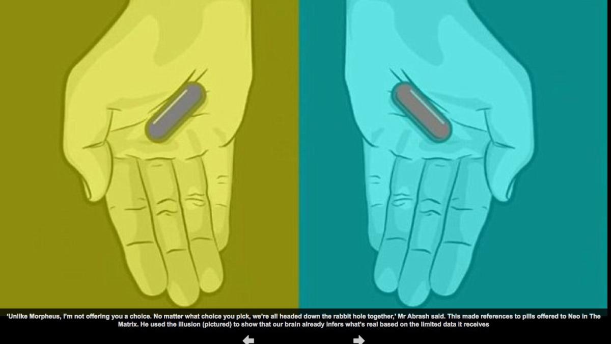 Is the pill blue or red? Neither!