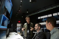 Intel Studios director Diego Priluski with colleagues in the studio's control rooms (photo: INTEL CORPORATION)