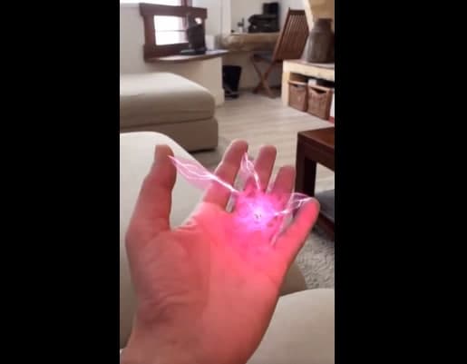 The Lightning AR app creates a pink fireball